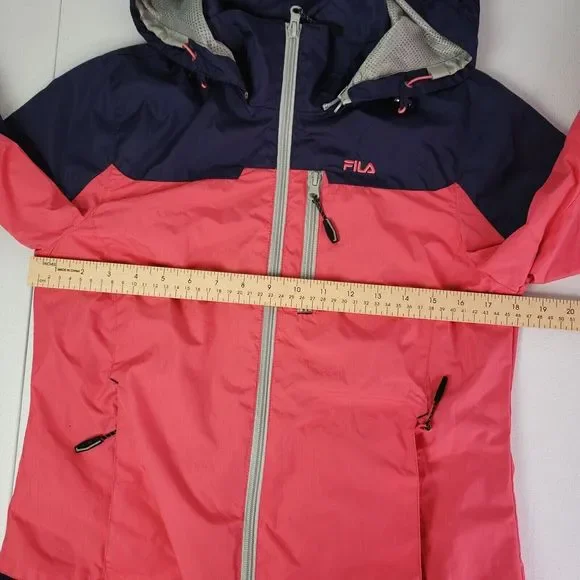 NWOT Fila Women's S Pink Purple Hooded Windbreaker Full Zip Jacket 3 Zip Pocket - Picture 8 of 11